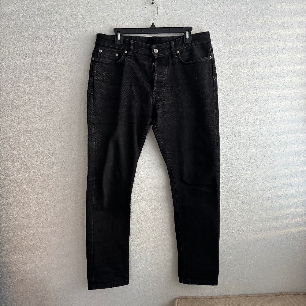 Buck Mason Maverick Slim Size 34x30 Black Hidden Button Fly Jeans